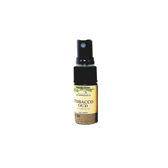 Perfume Oil IMPRESSION, 100% Pure No Alcohol Undiluted Fragrance Oil in 15ml Spray Plastic Bottle (Tobacco Oud)