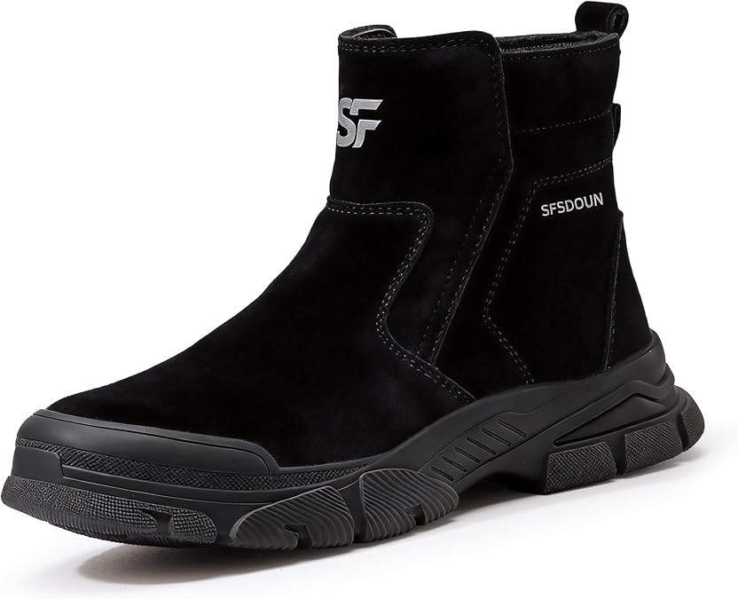 Work Boots for Men Slip On Welding Boots for Men Indestructible Steel Toe Boots Men's Steel Toe Shoes Fireproof Safety Toe Shoes Construction Boots for Welder Men's Work Shoes.