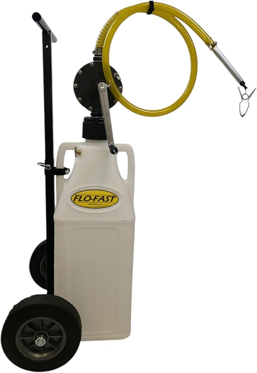 FLO-FAST Pro 10.5-Gallon Fluid Transfer System with High-Flow Pump & Versa Cart 8 GPM, Portable, Durable, Made in USA Marine, ATV, Automotive, Agriculture (Natural)
