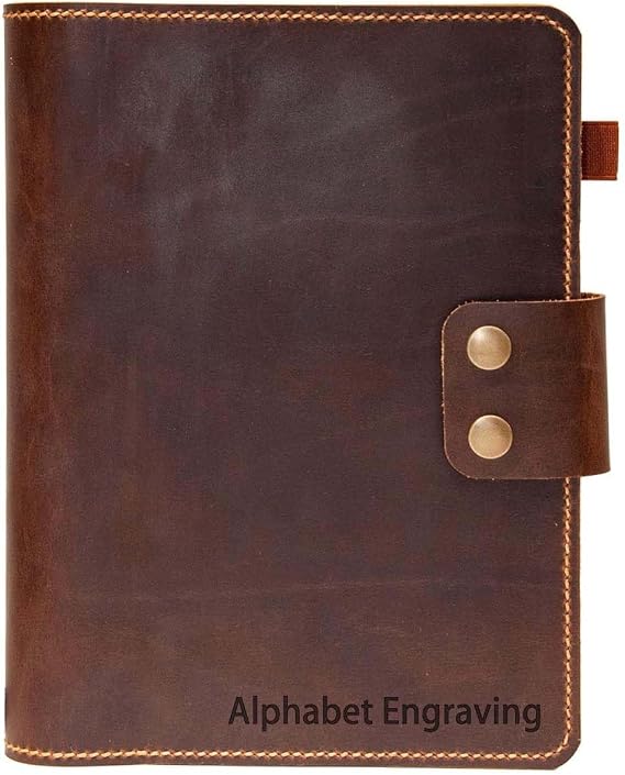 Personalized Genuine Distressed Leather Composition Notebook Cover, 10in 8in Size; Gift For Men & Women'S, Vintage Rustic Leather Cover Portfolio For Composition, Customized Gift