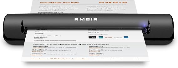 Ambir TravelScan Pro 600 (PS600-AS) Simplex Document Scanner and Card Scanner