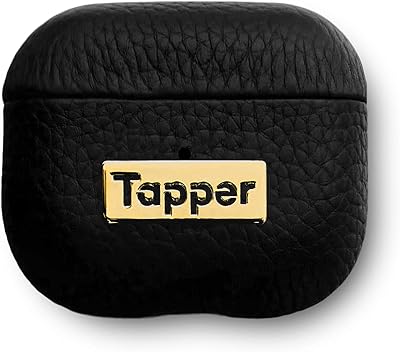 Tapper Black Leather  18K Gold Plated Case for AirPods 3rd Generation