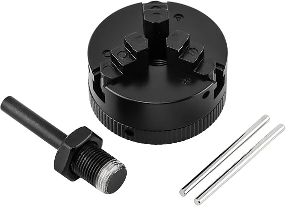 Mini Lathe Chuck Set, 3 Jaws Self-Centering Lathe Chucks, Z011 Extension Three Jaw Chucks and Connecting Rod Set, Electric Drill Chuck(Color:Black)