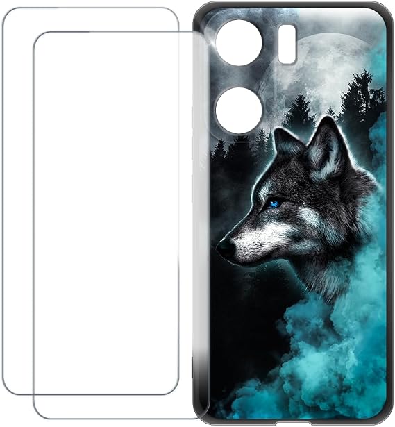 Screen Protector and Case for iQOO Neo 9 Pro 5G - Wolf 1 | 6.78" 2-in-1 Bundle Printed TPU Cover + 2-Pack Tempered Glass Film, Shockproof Protective Kit