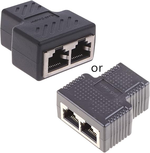 RJ45 Splitter Connector Adapter Network Extender Coupler Female 1 to 2 Ports