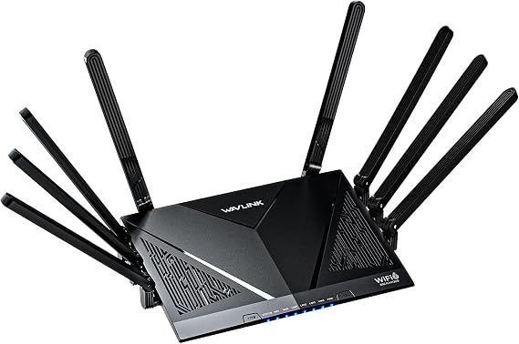 WAVLINK AX6000 WiFi 6 Mesh Router with 2.5G Port, 6.0 Gbps Gigabit Wireless Internet Router, Coverage 1,700 sq.ft., 8 High Gain Antennas, OpenVPN, WPA3, Parental Control, QoS