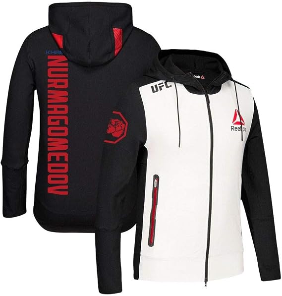 Reebok Khabib Nurmagomedov UFC Fight Kit Full-Zip Official Black Walkout Hoodie
