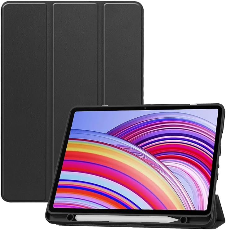 for Xiaomi Redmi pad 2 pro 2025 Android 12.1 Inch Tablet Case,BOVUGAC Tri-fold Tablet Case Cover for Redmi pad2 pro 12.1",Full Protection, Premium PU, Scratch Resistant.(Black)
