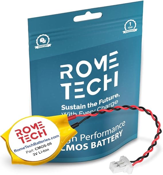 Rome Tech CMOS Battery for ASUS ROG GX531G - Rechargeable BIOS RTC ML1220 with 2 Wire Cable