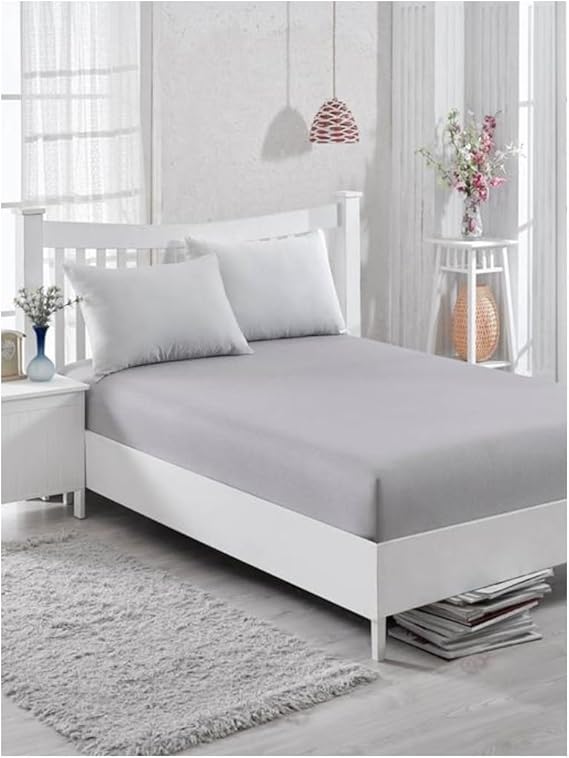 MER-TİM Double Combed Elastic Sheet 160x200 (Light Gray / 160 x 200)