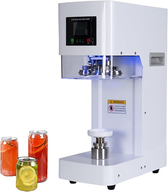 Commercial Automatic Can Sealing Machine, Electric Cup Sealer Machine with Counter & LCD Display, 2.2in Dia and 5.7~7.9in Height Tin Can Seaming Closing Capping Machine for Cans Bottles and Jars(White