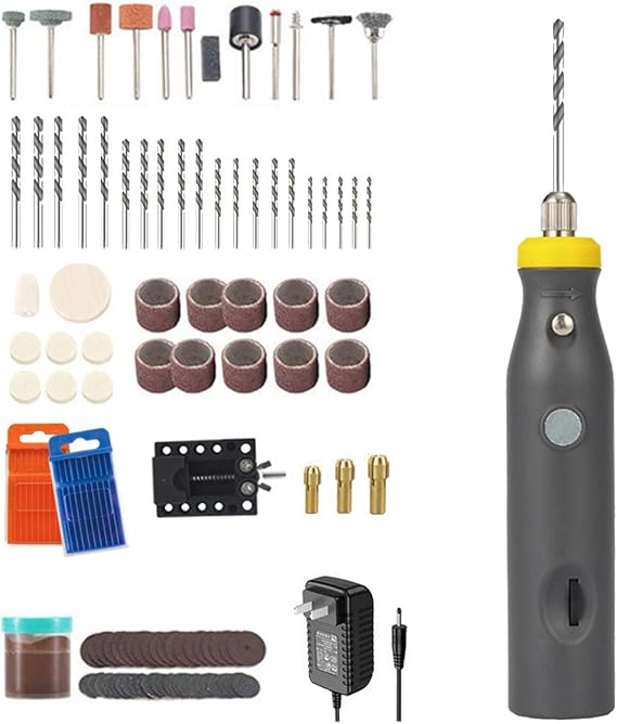 Mini Rotary Tool Kit, Electric Multi Grinder Tool Kit with Speed Adjustment 3500-135000 RPM, Mini DIY Hand Drill Bit Set, for Drilling, Grinding, Cleaning, Polishing and Carving speed regulation