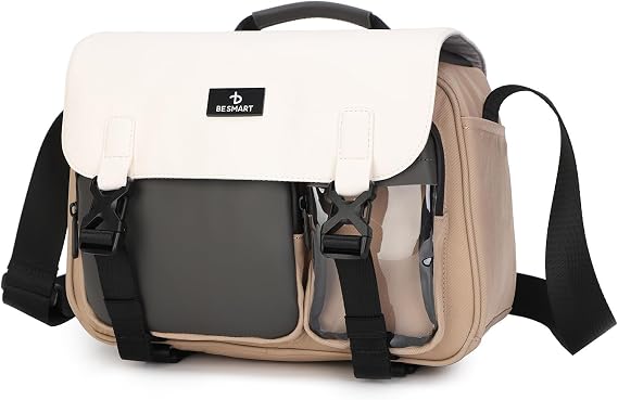 BESMART Waterproof Professional Camera Bag with Tripod & Trolley Sleeve, Shockproof Camera Case Shoulder Bags for DSLR/SLR/Mirrorless Cameras, Crossbody Sling Soft Padded Photography Bag (Khaki)