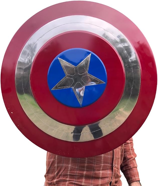 REDSKY TRADER Captain America Shield 22 inch | Steve Rogers Shield | Winter Soldier Captain America Shield | Halloween Cosplay Shield | LARP Combat Shield Red