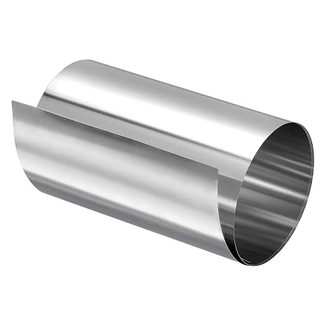 sourcing map 0.01x100x1000mm 304 Stainless Steel Roll Sheet Fine Plate Sheet Foil for Crafts, Electronic Equipment, Silver Tone