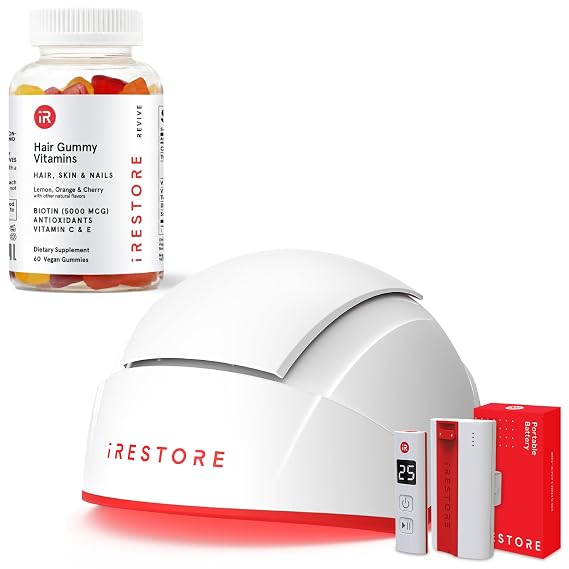 iRESTORE Pro Hair Wellness System: Pro with Battery Pack + Biotin Gummies