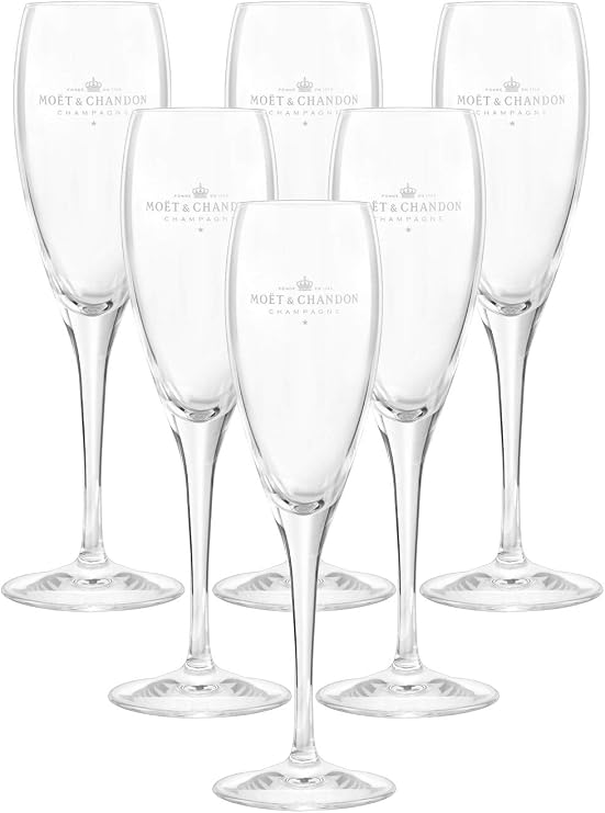 Moet & Chandon Imperial Champagne Flute Glasses 0.2l Box Set Glass Clear (Pack of 6)