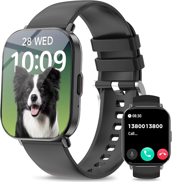 Smart Watch(Answer/Make Calls), 2.01" Smart Watches for Women Men 120+ Sports Modes Fitness Tracker with Blood Pressure/Heart Rate/Sleep Monitor, IP67 Waterproof Smartwatch for Android and iOS, Black