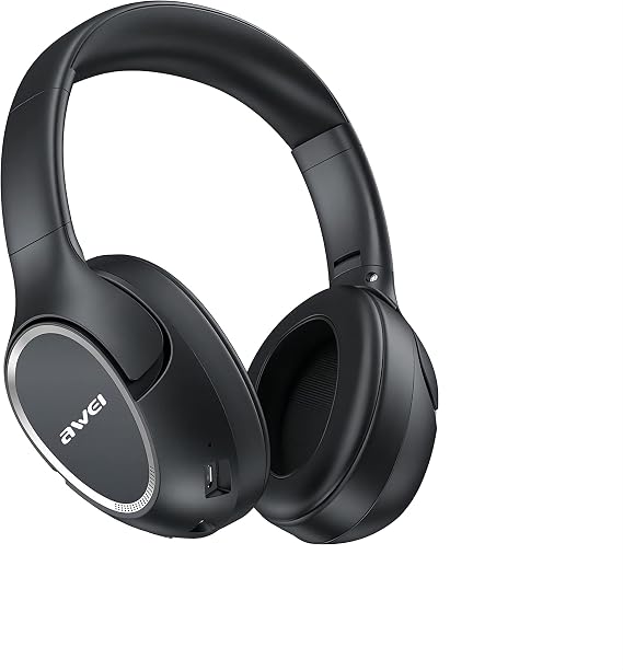 AWEI A770BL Noise Cancelling Headphones Bluetooth 5.0, Stereo Headphones, with Hi-Fi, Microphone, Wireless Wired Switch (Black)