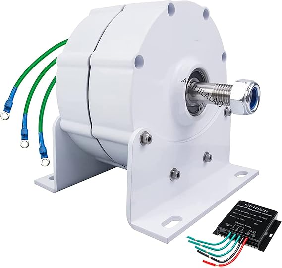 High Efficiency Permanent Magnet Generator, 3000W 24V 3 Phase Alternator Generator Electric Motor Generator AC Alternator Dynamo(Electromagnetic Control)