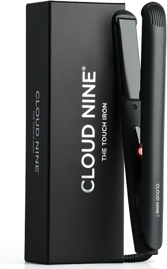 Cloud Nine The Touch Iron, Ceramic Hair Straighteners for Women, Black | Quick heat Touch Technology, 165/195°C heat, auto shut-off, Spring-Flex plates, frizz control, smooth styling, all hair types