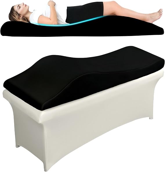 Ergonomic Lash Bed Massage Table Pad, 30D Foam Esthetician Mattress Topper for Lash Tech Facial Wax, Beauty Salon Massage Bed Topper with Milk Touch & Washable Cover - Black | Beauty Salon Mattress Topper to Relieve Back Pain,Supportive Foam with Removable&Washable Cover,Eyelash/Spa/Wax/Facial,Black