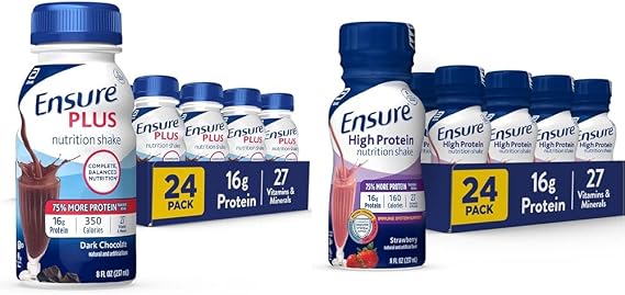 Ensure Plus Nutrition Shake, 24 Count, With 16 Grams of Protein, Meal Replacement Shakes, 8 Fl Oz & High Protein Nutritional Shake, 16g Protein, Meal Replacement Shakes