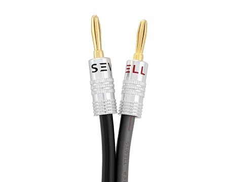 Silverback Speaker Wire by Sewell with Silverback Banana Plugs, 10 ft ,12 AWG, OFC, 259 Strand Count, Terminated