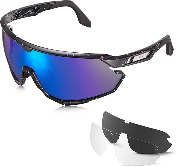 CARFIA Polarized Cycling Sunglasses for Men - 3 Interchangeable Lenses UV400/Shockproof/HD Vision CA5390