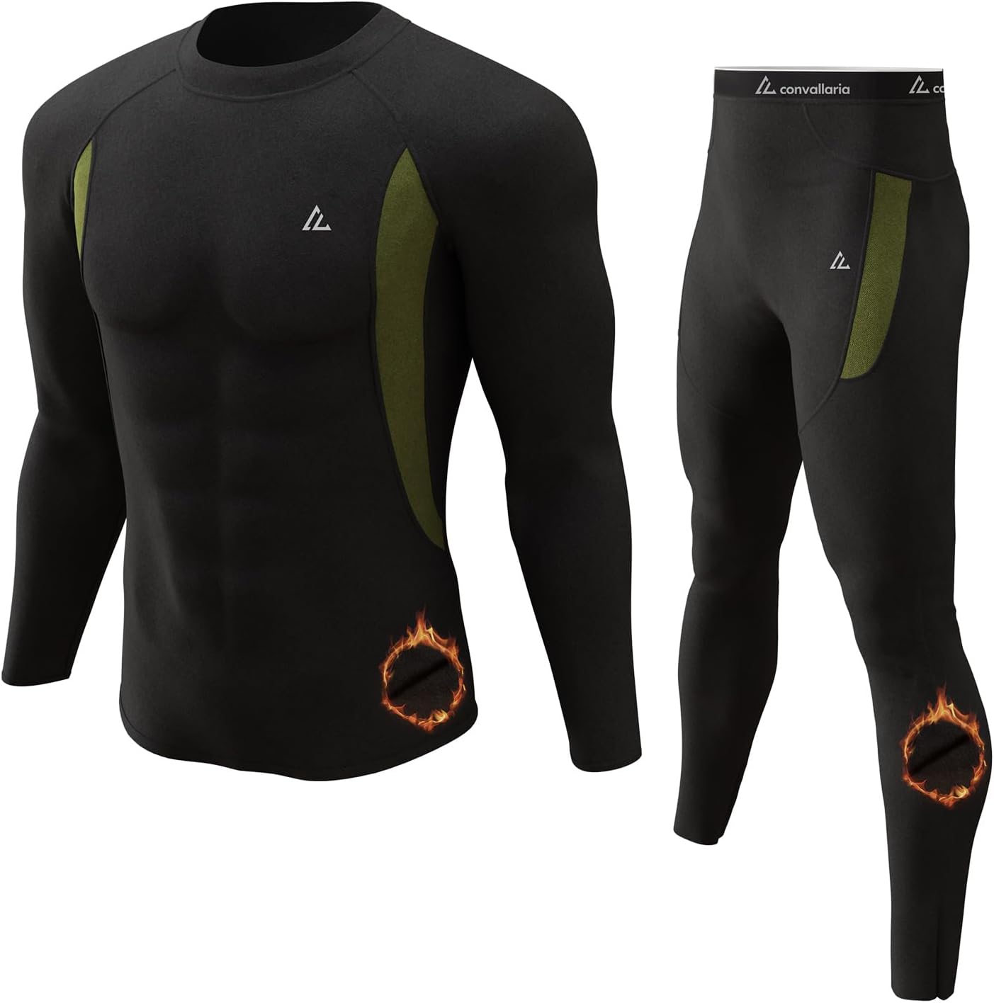 CL convallaria Men's Thermal Underwear Long Johns Set Mens Winter Gift Hunting Gear Sport Base Layer Bottom Top