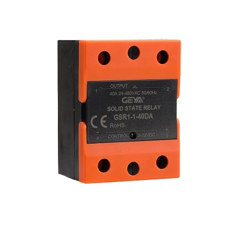 GEYA Solid State Relay DC-AC Single Phase SSR 40A Without Cover (DC Control AC,40A)