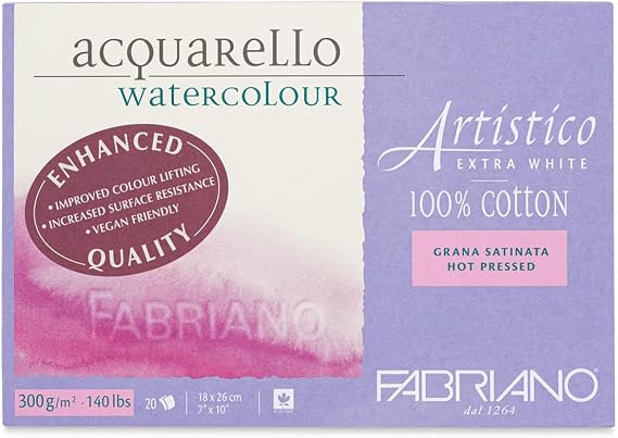 Fabriano Artistico Watercolor Block, 7 x 10, Extra White