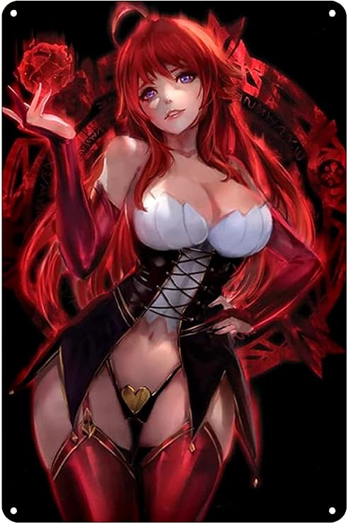 Metal Signs Japanese Sexy Anime Girl Poster High School Manga Cartoon Comic Tin Sign Wall Art Plaque Decor for Home Club Game Room Bedroom Kids Fans Gift 8x12 Inch