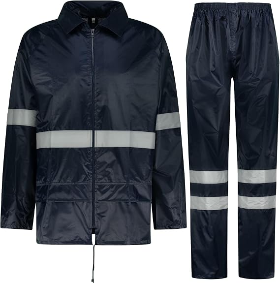 BWOLF Himalaya Men's Rain Suit Long Sleeve Waterproof with Elastic Waist Hooded Jacket Suit Rain Clothing Rain Jacket + Rain Trousers 2 Pockets