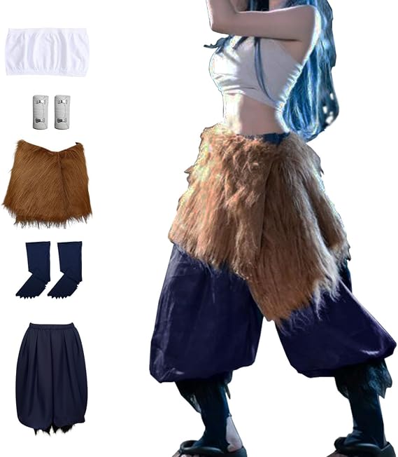 Inosuke Cosplay Costume Apron Pants Anime Hashibira Pant Tube Full Set for Adult Men Women