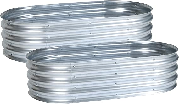 Aoodor Galvanized Raised Garden Bed Kit, Silver