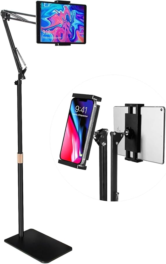 Phone and Tablet Holder with Stand - Acrobat 3 Axis Maneuver Design, 155 Cm High, Metal Resistant Body, 4.5-12.9" Acrobat Phone Tablet Holder Suitable for Phones and Tablets
