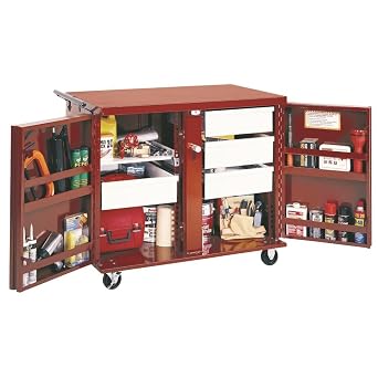 JOBOX 676996 Rolling Work Bench-4 Drawers, 1 Shelf, 6" Casters