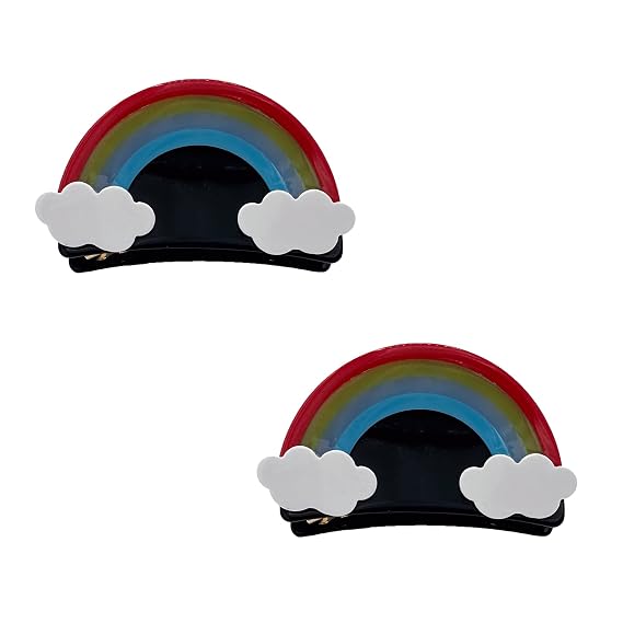 Rainbow Hair Claw Clips 2-Pack 2.5 Inch Acrylic Claw for Pride, Colorful Styling & Everyday Wear