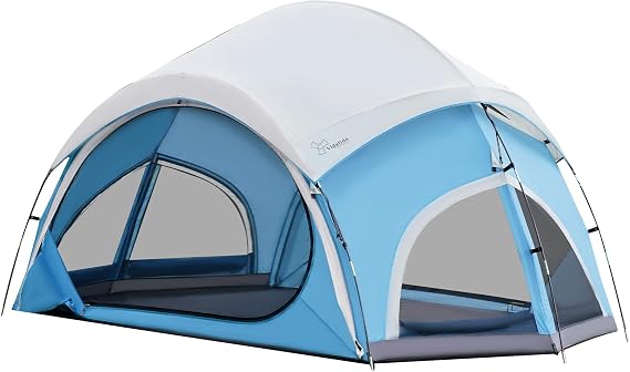 Vidalido 3-4 Person Camping Tent Easy Setup with Mesh Screen | Durable Material, Huge Windows, Waterproof, Double Side Zipper, Family Camping, Car Camping, Weekend Gataway, Picnic, Party