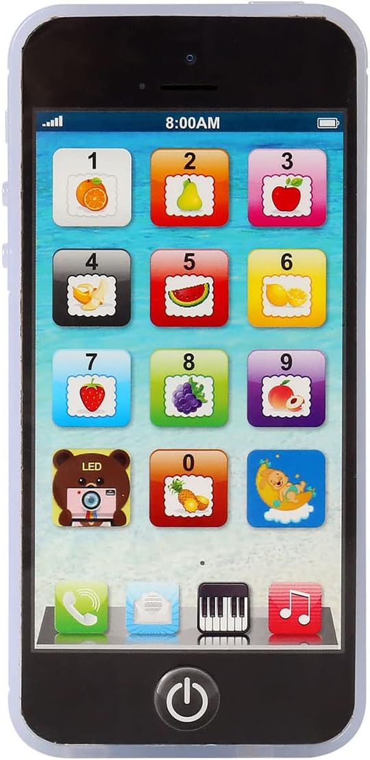 Yphone, Pretend Smart Mobile Toy Phone for Toddler Baby & Kids, Musical English Learning Preschool Education Electronic Cell Phone Gift for Boys & Girls (Black)