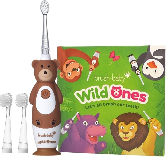 brush-baby WildOnes Story Time Gift Set - Bear Rechargeable Electric Toothbrush and WildOnes Book