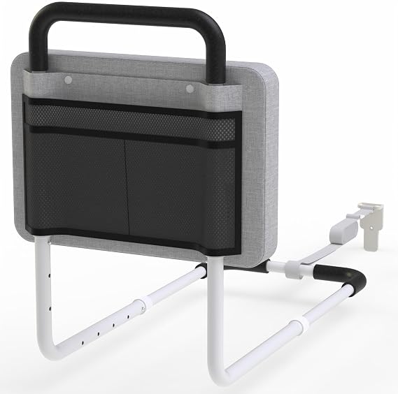 Bed Rails for Elderly Adults Safety, Bed Handle Bedside Assist, Bed Rails for Seniors with Padded, Bumper & Storage Pocket, Medical Support Bar for Twin, Full, Queen, King, Bunk, Dorm Beds
