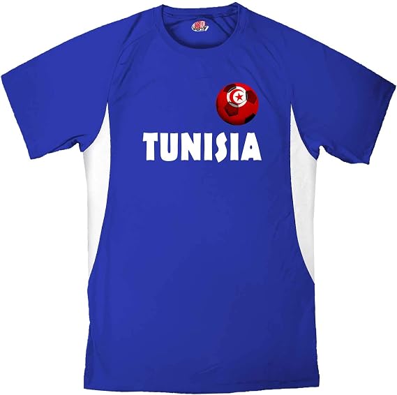 Custom Tunisia Soccer Ball 1 Jersey Youth Small in Royal Blue and White