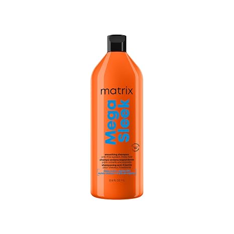 Matrix Mega Sleek Anti-Frizz Shampoo - 96H Frizz Control, 12x Smoother Hair, and Professional Hydration, With Oleic Acid and Jojoba Oil, For All Hair Types