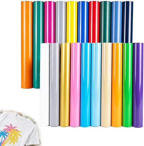 20PCS Heat Transfer Vinyl Sheets, 30.5x25cm Iron On Vinyl for Fabric