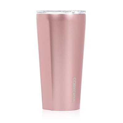 Corkcicle 16oz Tumbler - Classic Collection - Triple Insulated Stainless Steel Travel Mug, Rose Metallic