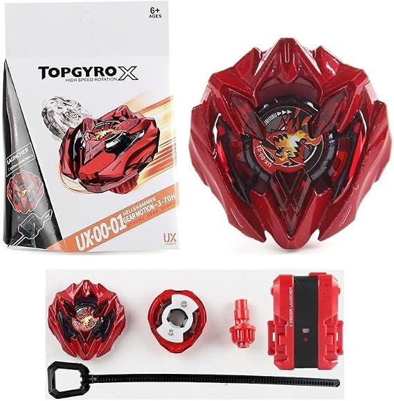 Spinning Top Deluxe Set, Includes String Launcher & Right-Spin Top, High-Speed Action & Epic Battles, Spinning Battle Toy for 8+ Year Old Kids, Boys and Girls (Red)
