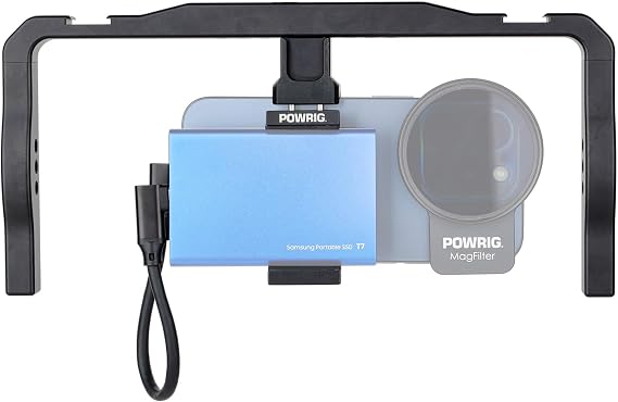 Smartphone Video Rig for iPhone16 Pro Max, iPhone 15 Pro Max with External SSD Mount for Samsung T7, T9, T5