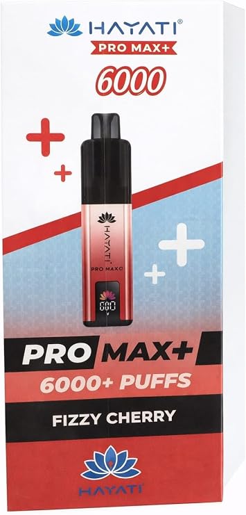Hayati Ultra Pro Max 6000+ Puffs, (Fizzy Cherry) Smooth Draw & Long Lasting Reuseable &Rechargeable Device